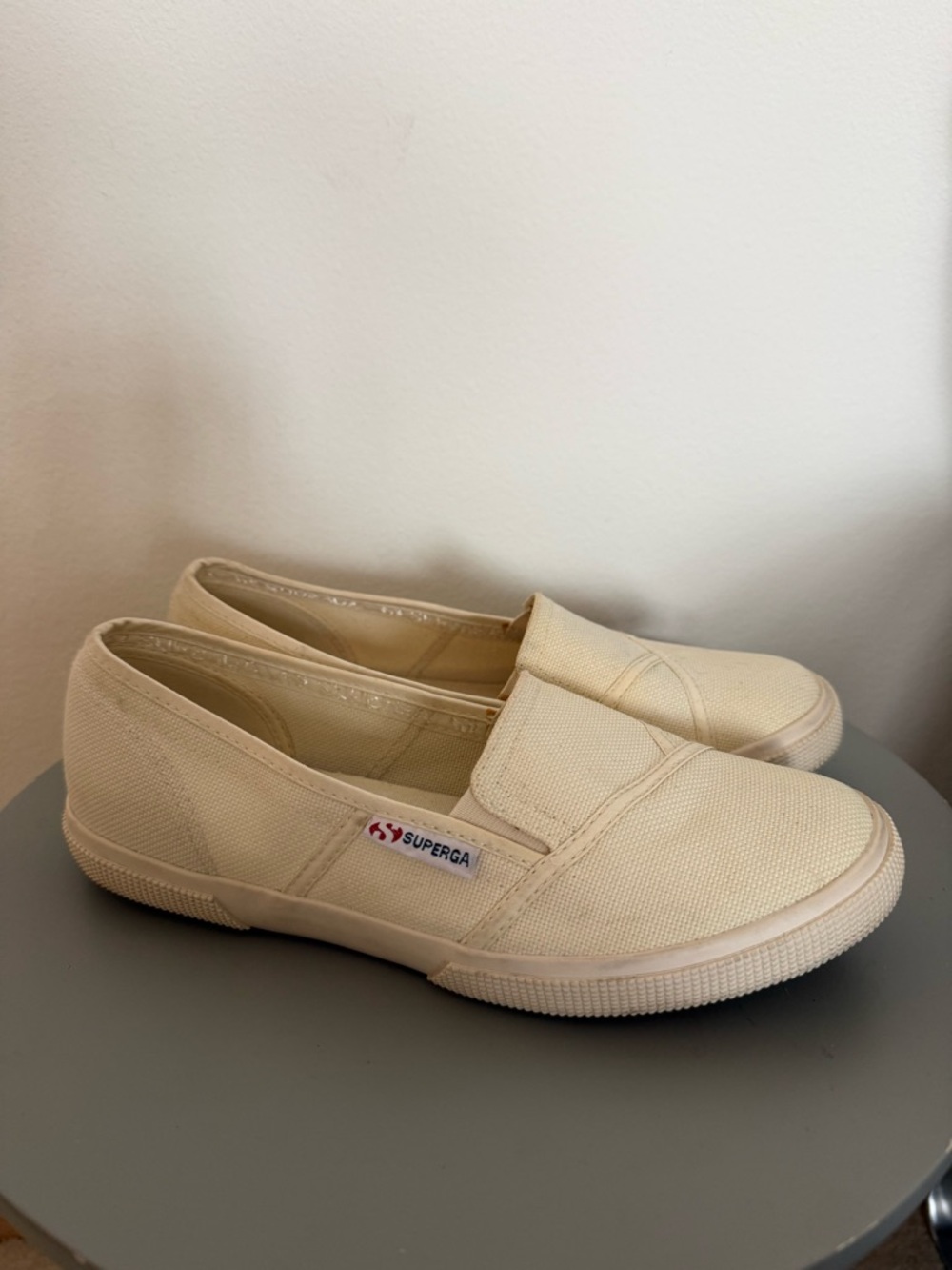 Superga Cream Canvas Slip-On Sneakers